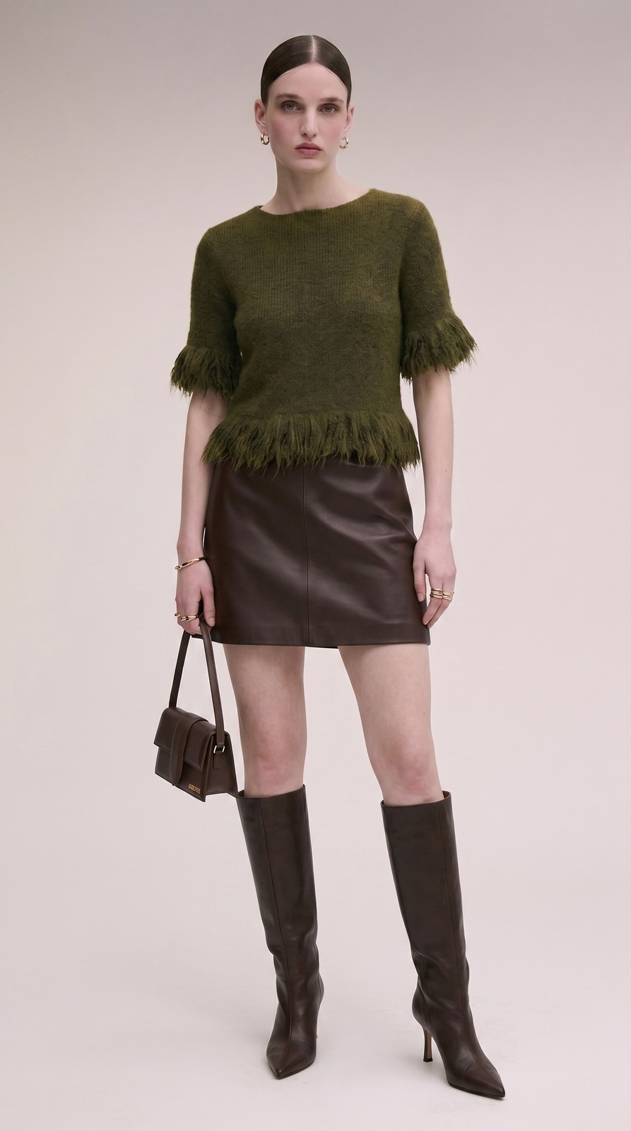 Haki Püsküllü Mohair Bluz — EK-2615